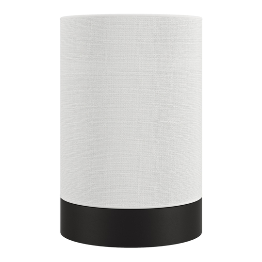 Metal and Linen Cylinder Lina Accent Lamp: White -