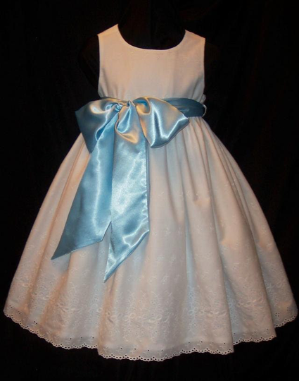 Satin Sash White Eyelet Portrait Dress Daisy Kingdom Pattern