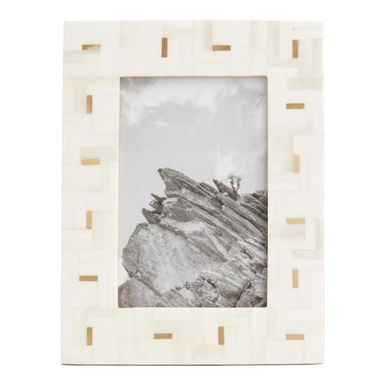 Bone and Brass Inlay Parquet Frame: Natural by World Market
