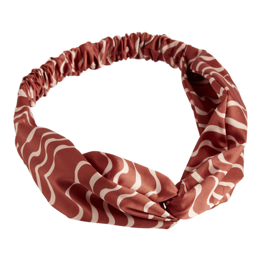 Rust And White Squiggle Knotted Headband: Red by World Market