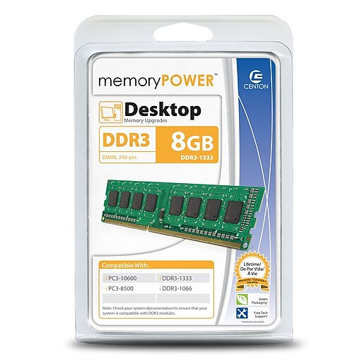 Centon PC3-10600 1333MT/S, DDR3 DIMM, 8GB