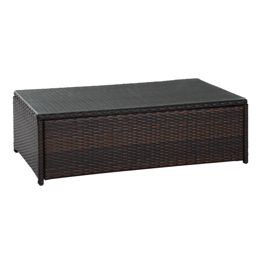 Espresso All Weather Wicker Glass Top Pinamar Coffee Table - Resin by World Market