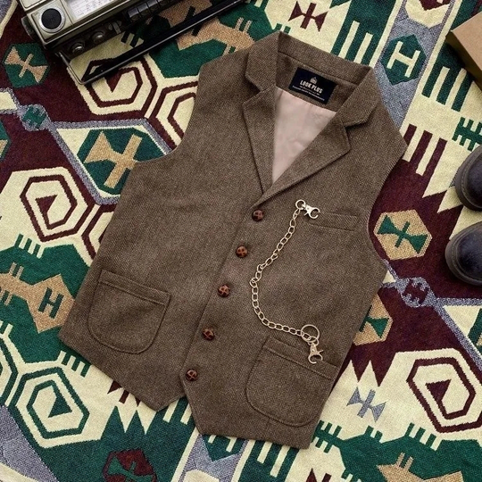 Men's Suit Vest Brown Dark Gray Blue Single Breasted Woolen Blended Mens Vest Slim Fit Casual Formal Business Waistcoat 2021 - auburn, xl