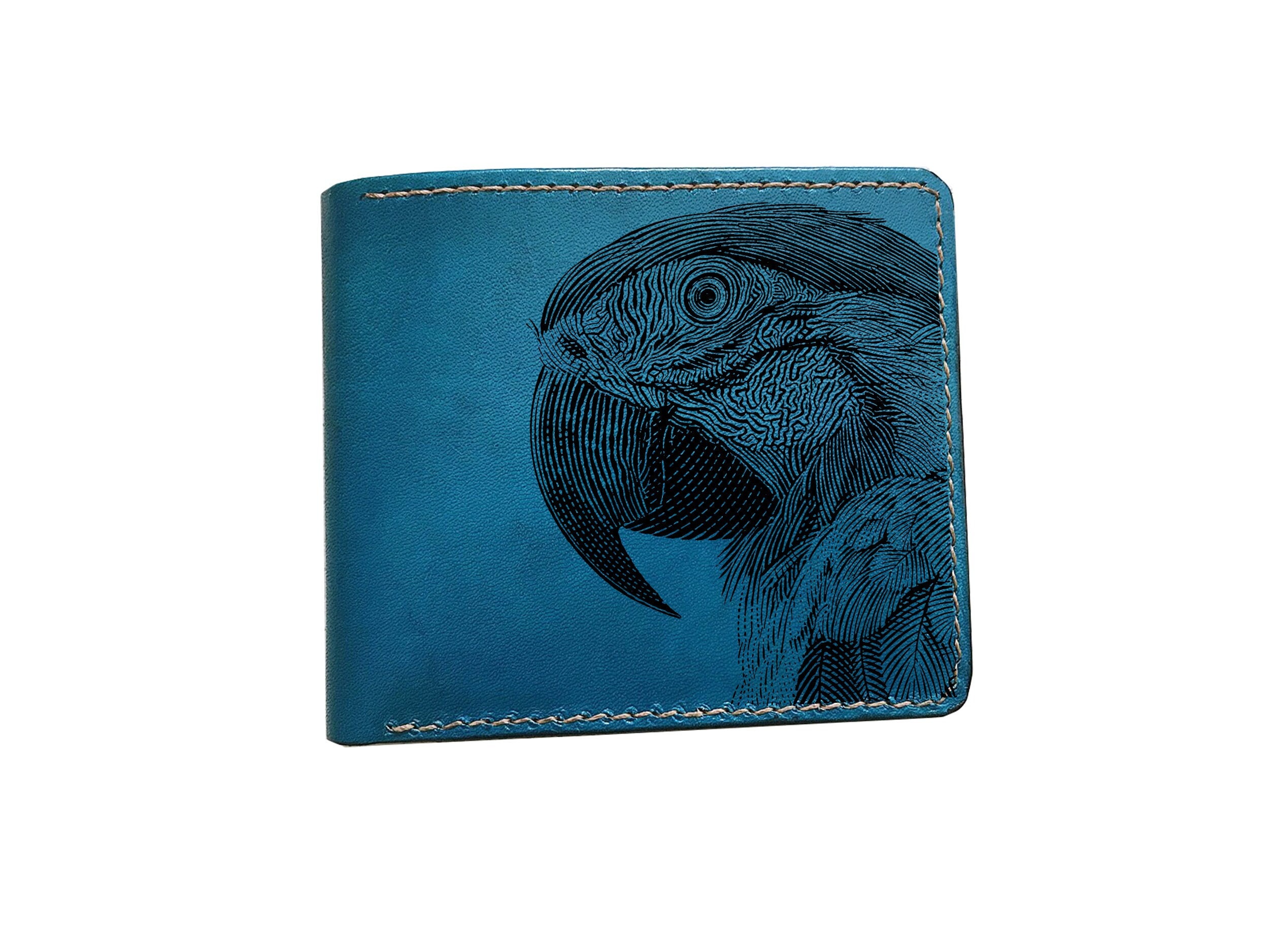Parrot Drawing Pattern Men's Wallet, Animal Customized Bird Gift, Birthday Present For Boyfriend, Father, Lover