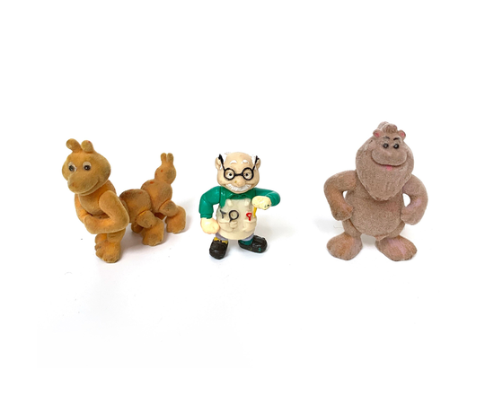 Vintage Teddy Ruxpin Toys Flocked Figures Grubby Wooly Newton 1986