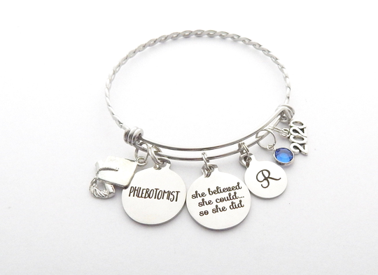 Personalized Phlebotomist Gift, Phlebotomy Jewelry, I Stick, Charm, Graduation Graduate, She Believed