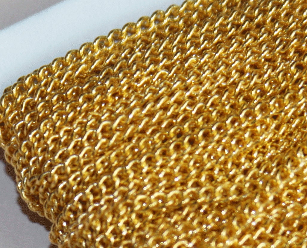 32Ft Spool Gold Finished Small Curb Chain 2.2 Mm - Soldered Links, Thick Chain, 4Mm Jumprings Can Fit