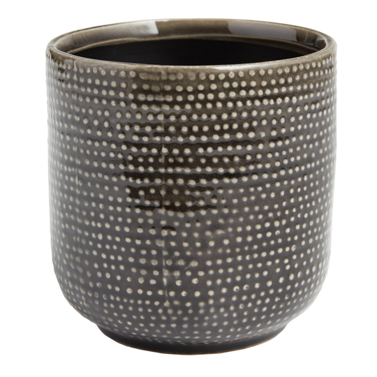 Black Dot Reactive Glaze Ceramic Planter by World Market