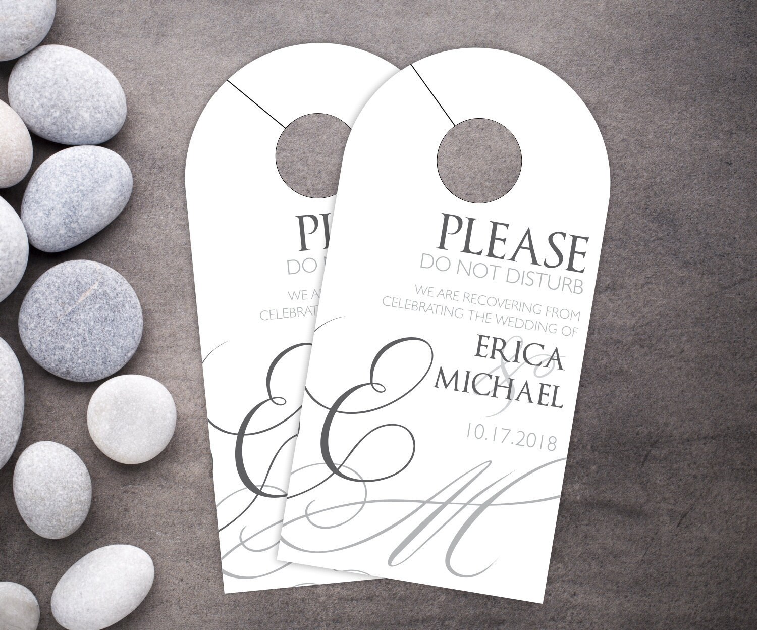 Wedding Door Hangers - Monogram Hotel Box Favor Destination Do Not Disturb #dhri-257