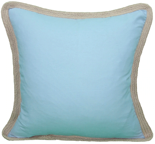 MANOR LUXE Classic Jute Trim 20-in x 20-in Blue Cotton Blend Indoor Decorative Pillow | ML111308BLUEFEAT