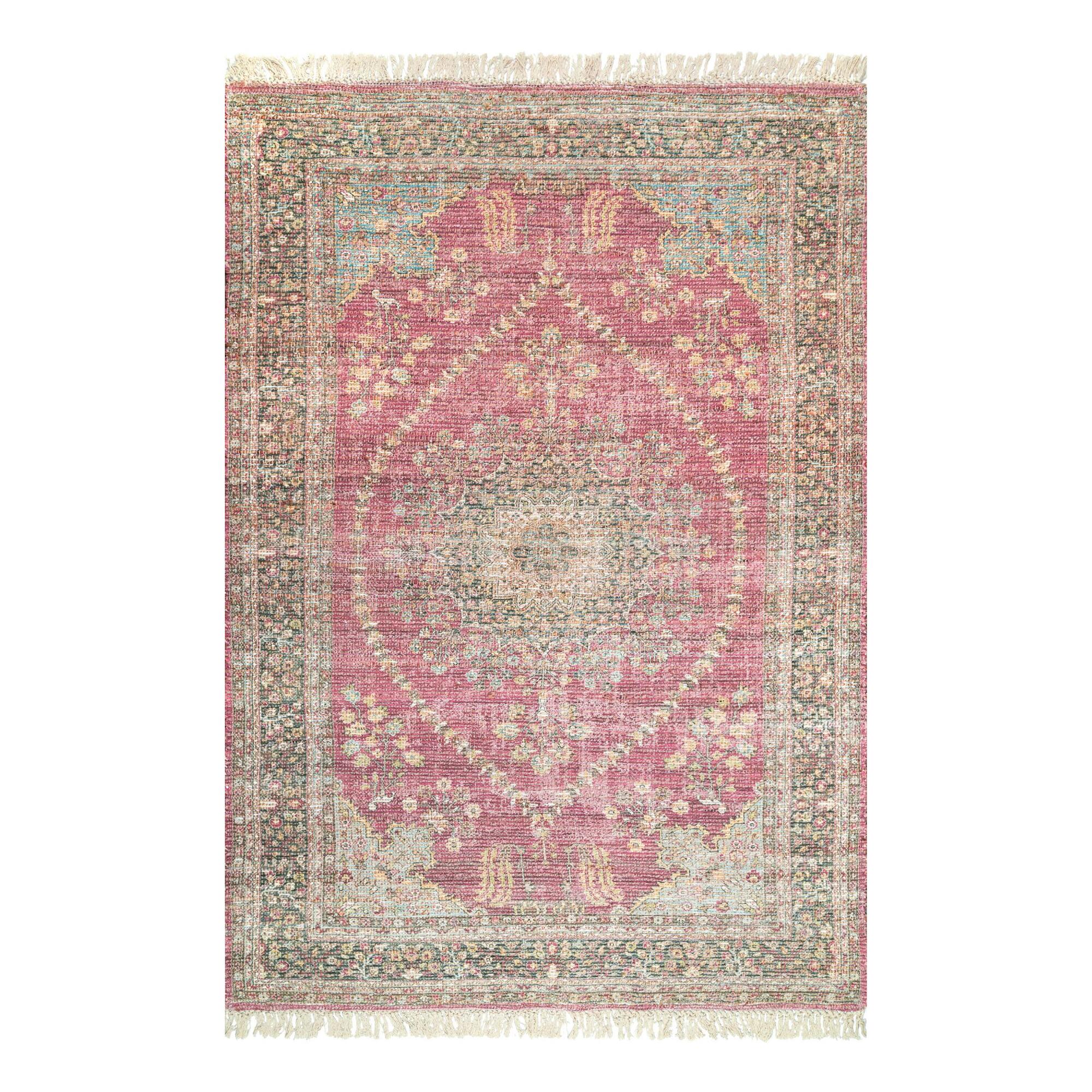 Red and Beige Floral Vintage Medallion Flatweave Area Rug by World Market