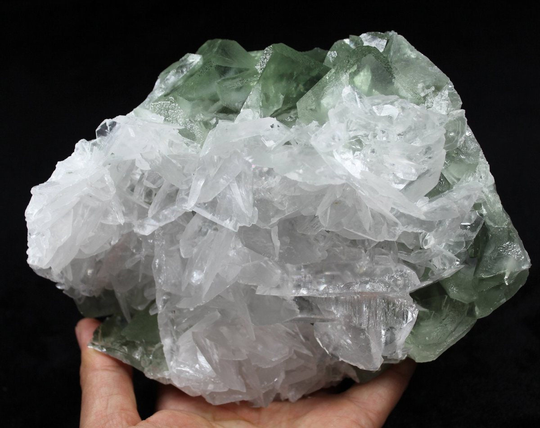 1530G 170mm Good Display Clear Transparent Calcite On Cubic Green Fluorite Mineral Specimen China cm511433