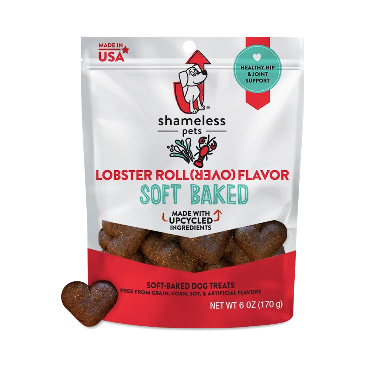 Shameless Pets Soft-Baked Biscuit Dog Treats, Lobster Rollover 6 oz pouch