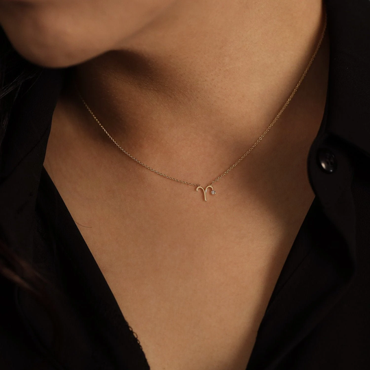 Aries Zodiac Sign Diamond Necklace, Pendant, Pendant Horoscope Constellation