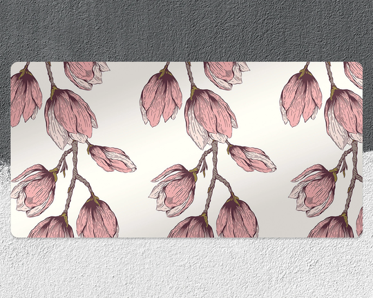 Pink Magnolias Desk Pad, White Blotter, Dusky Rose Keyboard Mat, Floral Protector, Pvc Mat, Desk Cover, Comfort Mat