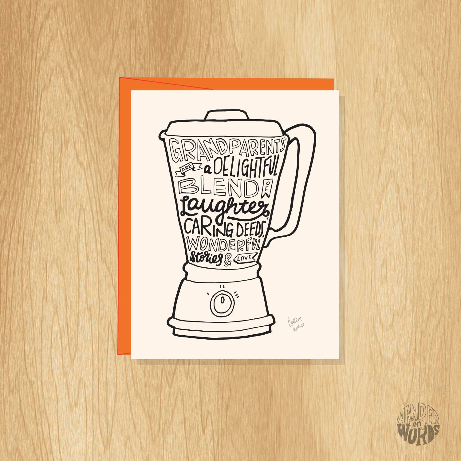 Hand-Lettered Grandparents Blend Quote Card, Grandparent New Fun Card