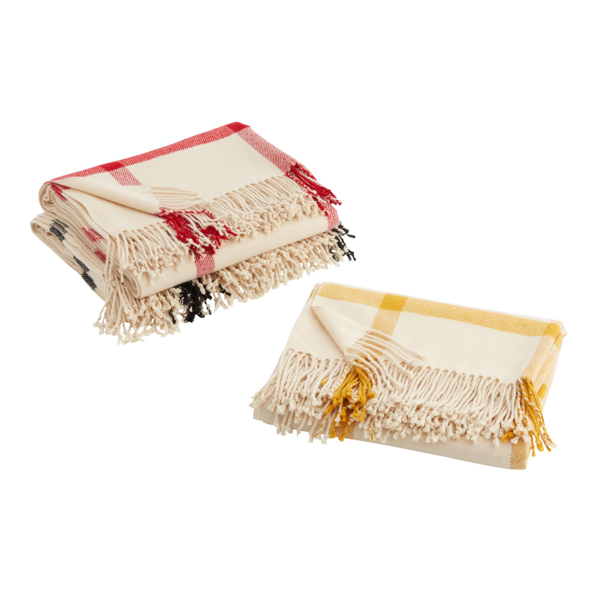 Ivory Windowpane Throw Blanket by World Market