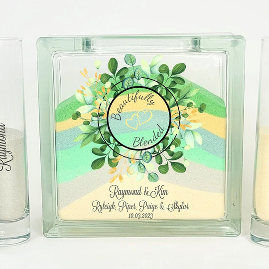 Blended Family Wedding Unity Sand Ceremony Jar With Lid, Candle Alternative, Beautifully Set Included