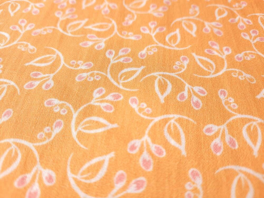Floret Tangerine Poplin Fabric, Small Floral Blender On Golden Yellow, Buds, Monaluna, Vintage 74, Organic Cotton, By The Yard Or Half