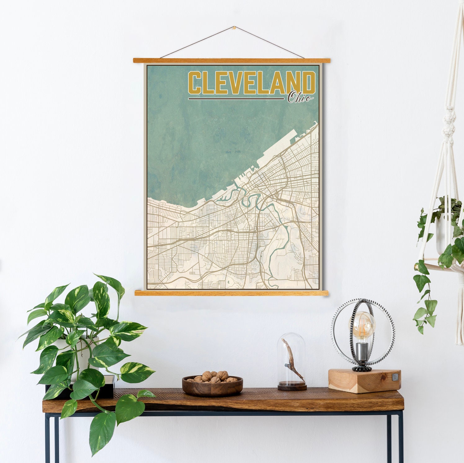Cleveland Ohio Nautical Street Map Print | Hanging Canvas Of Printed Marketplace