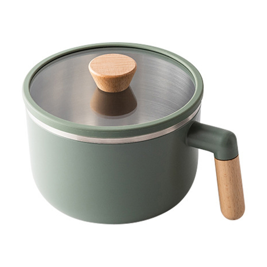 LAN Ramen Bowl Double Layer Heat-resistant Solid Color Stainless Steel Sealed Lunch Box for Kitchen - green
