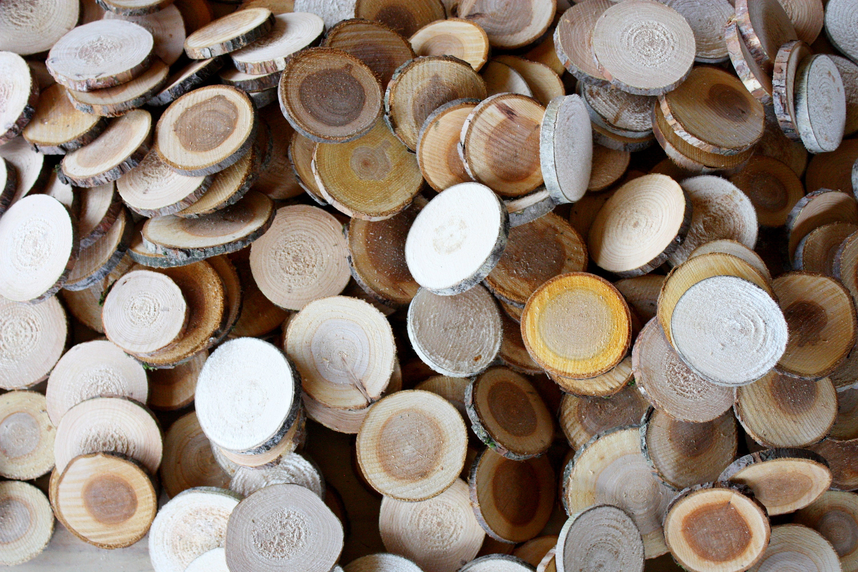 Sale Unsanded Wooden Slices For Diy Projects, Mix, Diameter 2-3 Inch | 5-8 cm, Fireplace Decor, Mosaic Of Wooden Slices