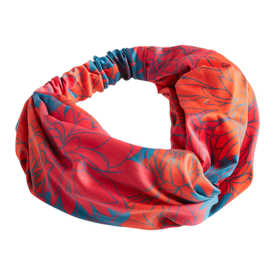 Pink, Red And Blue Silk Floral Knotted Headband: Blue/Pink by World Market
