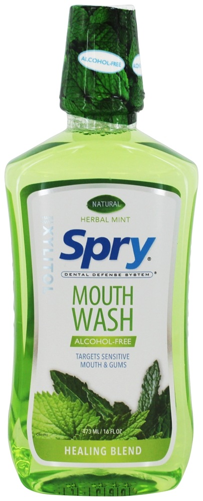Xlear - Spry Alcohol-Free Mouthwash Healing Blend Herbal Mint - 16 fl. oz.