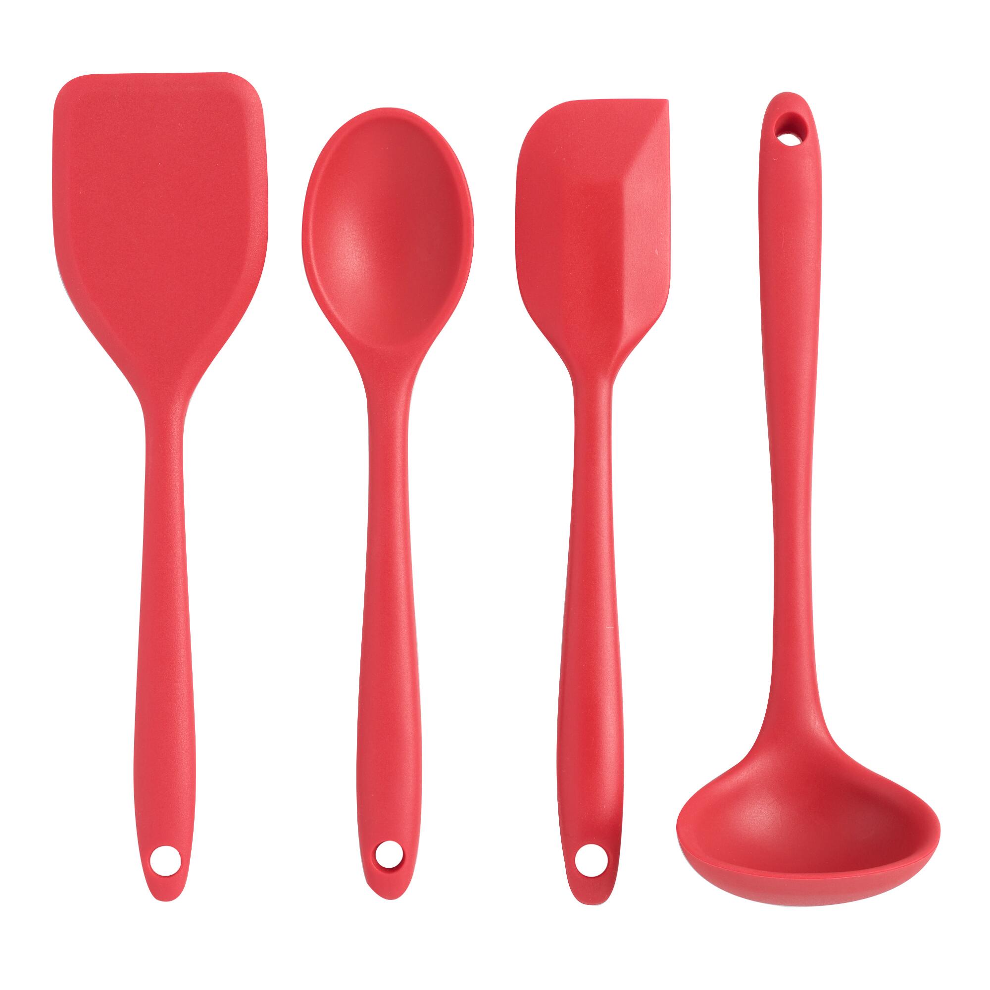 Mini Red Silicone Cooking Utensils Set of 4 by World Market