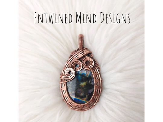 Dark Rainbow Labradorite Wire Wrapped Hand Made Copper Jewelry Pendant Necklace Gift Present Wife Partner Husband