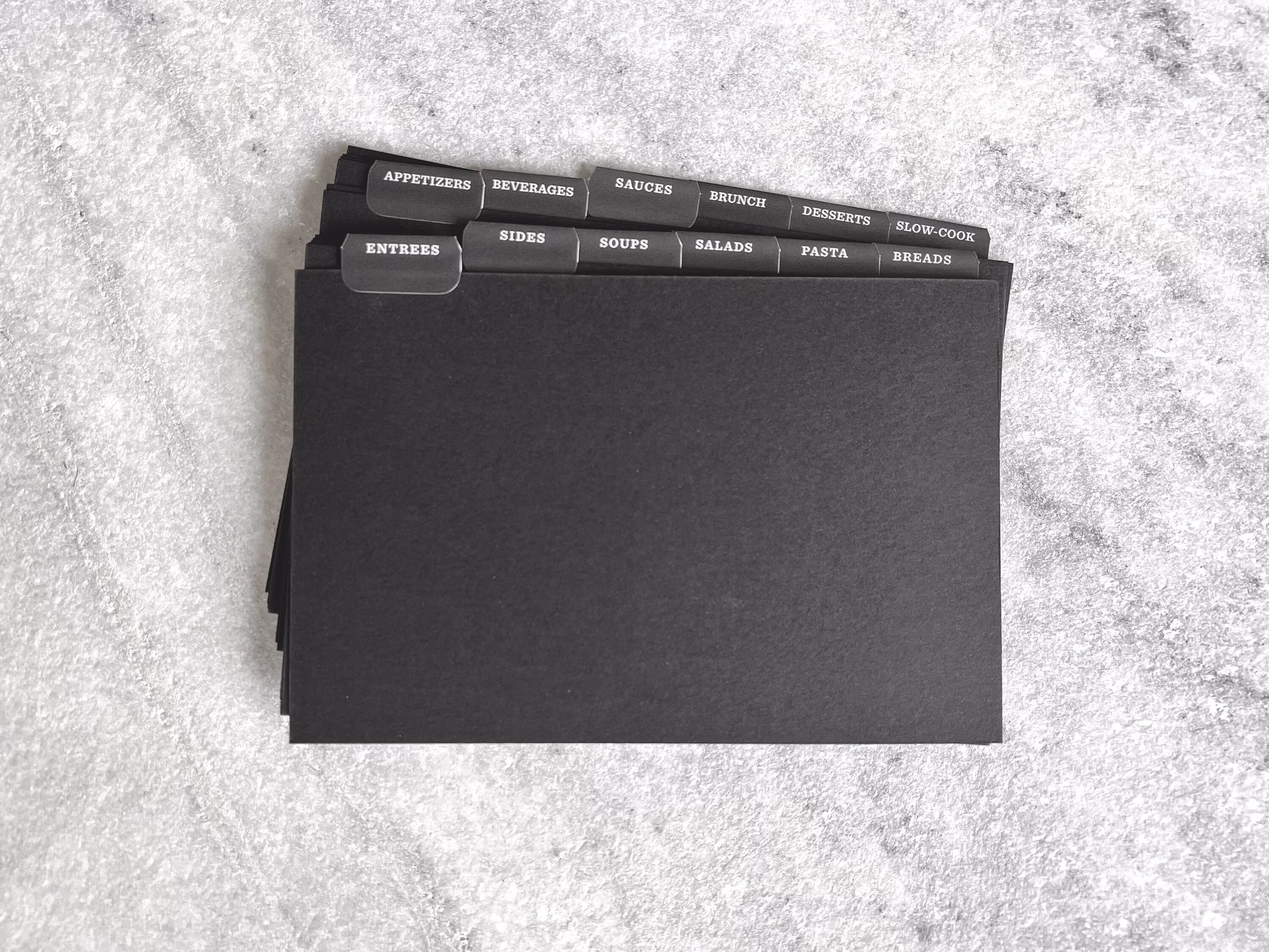 Recipe Box Dividers With Tabs, 4" X 6" Black Cardstock | Card Tabs For Divider Stickers Hostess Gift