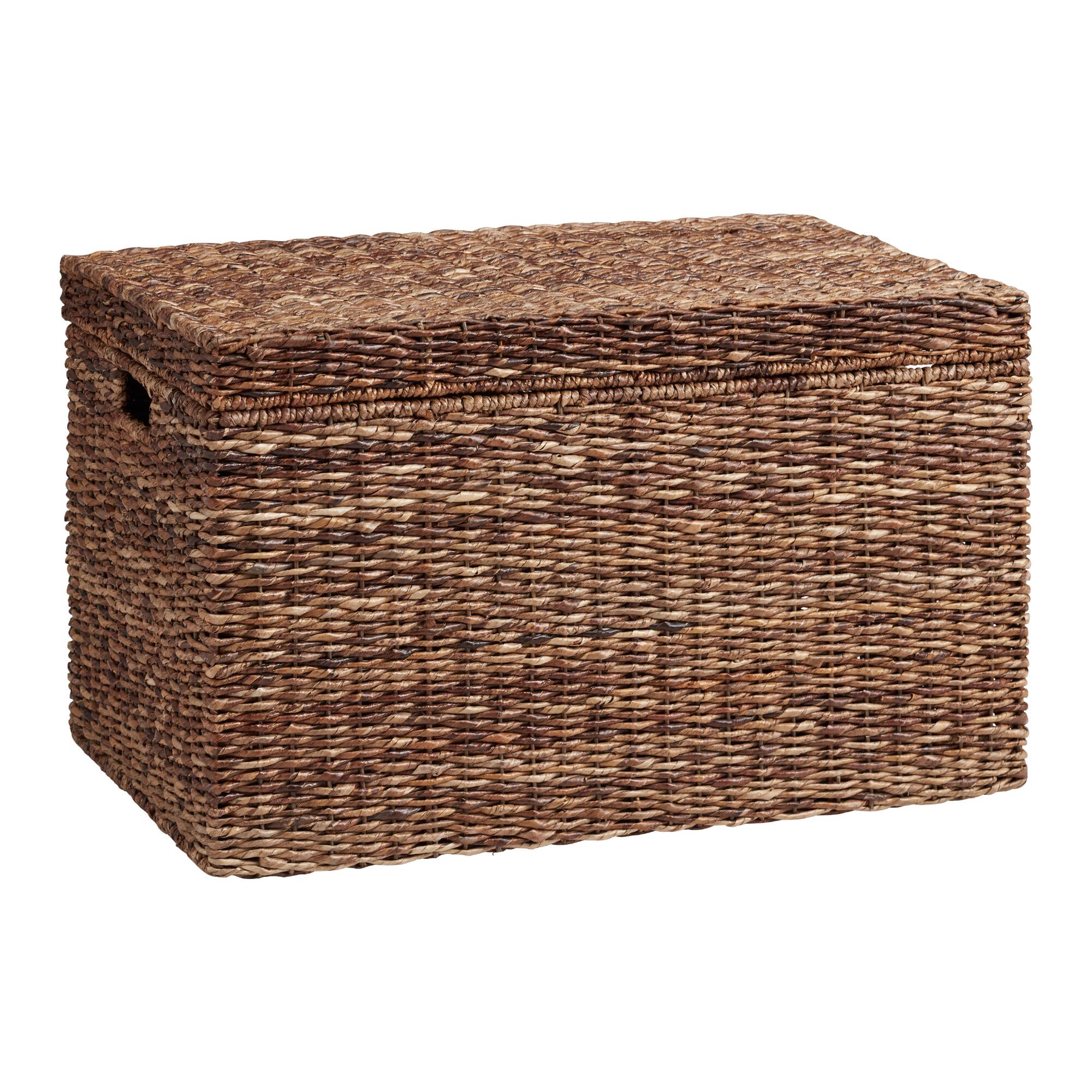 Dark Brown Abaca Madras Storage Trunk - Natural Fiber by World Market