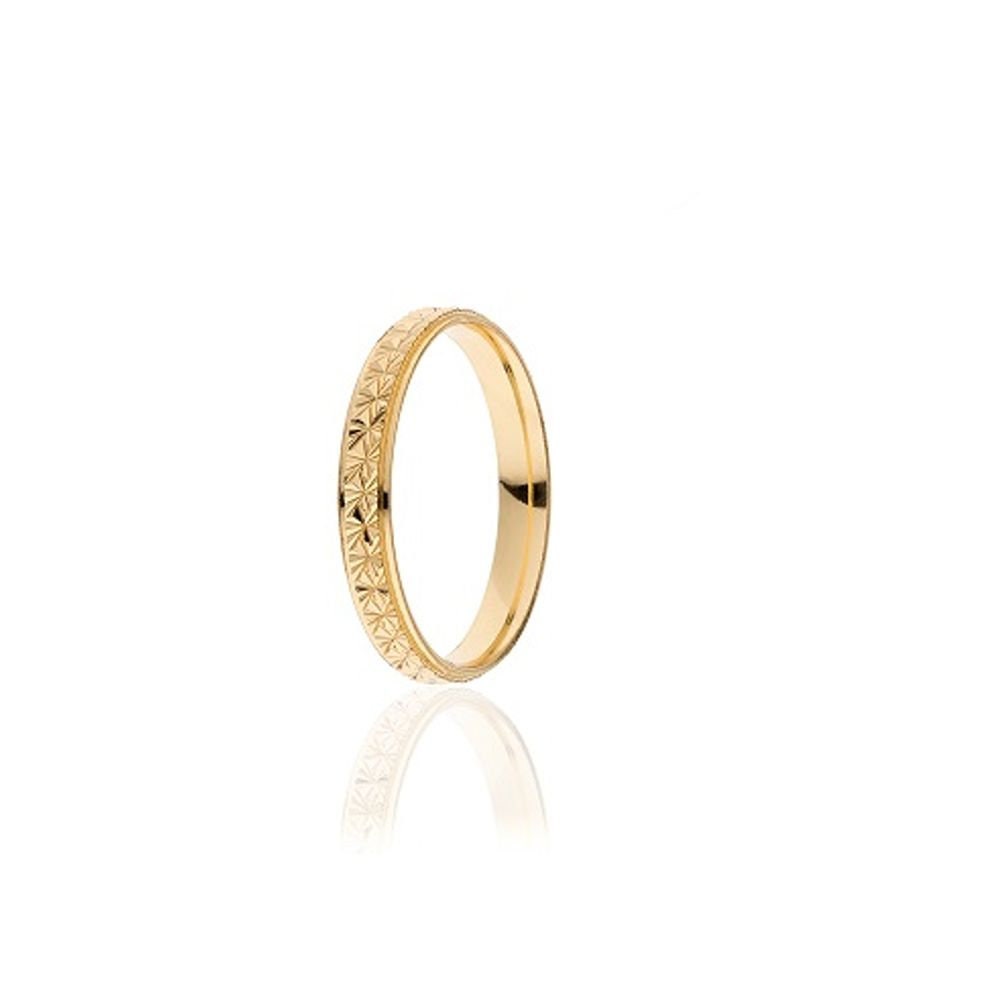 18K Gold Ring Dainty Statement Yellow Solid Real Diamond Cut Made in Italy