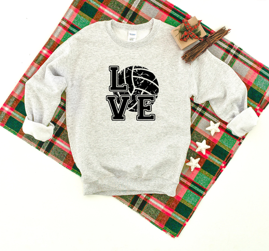 Love Volleyball Distressed Heavy Blend Crewneck Sweatshirt Mom Sweater Lover Love Shirt Gift