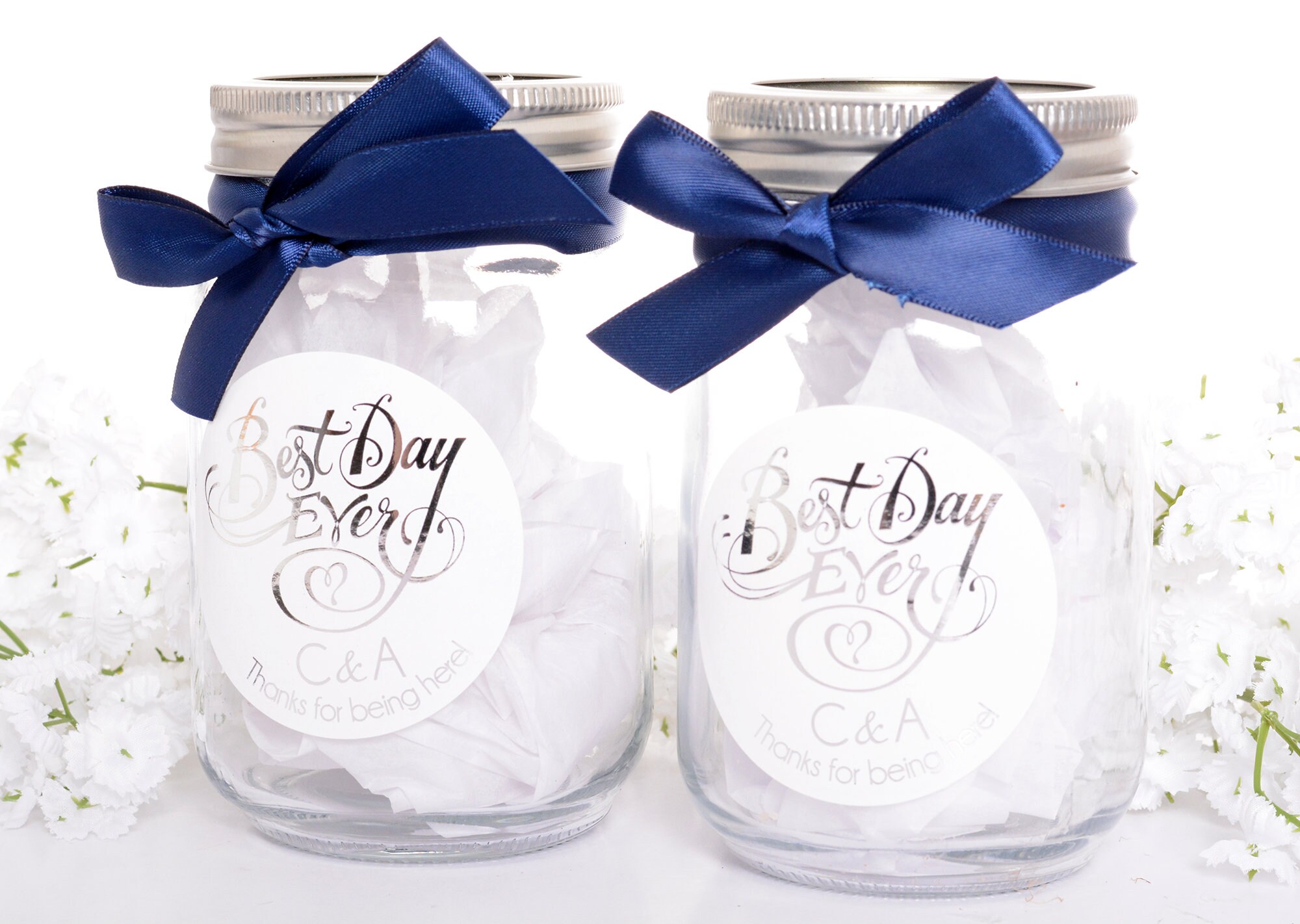 Metallic Foil Wedding Stickers - Best Day Ever Favor Labels With Favors