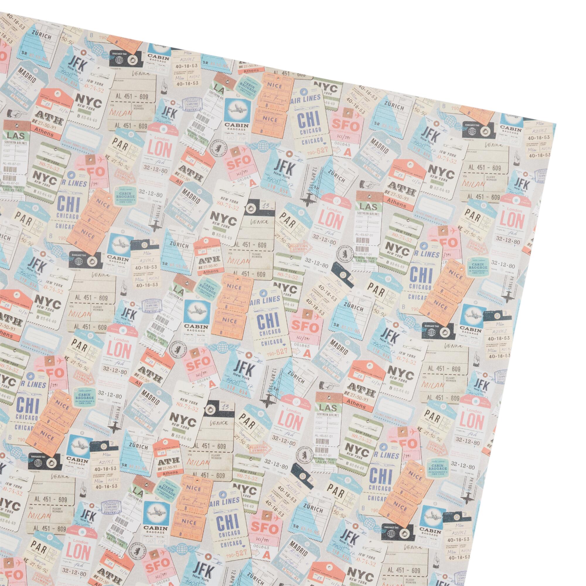 Travel Tags Wrapping Paper Roll: Multi by World Market