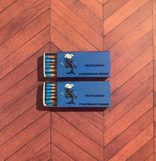 Vintage Matchbooks, A Sabellas, Restaurant, Fishermans Wharf, Lot Of 2, Matchbox, with Wooden Match Sticks, Free Ship in Usa