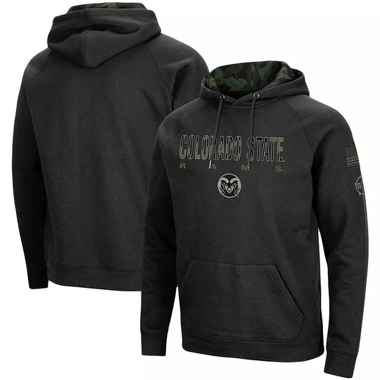 Men's Colosseum Black Colorado State Rams OHT Military Appreciation Camo Pullover Hoodie, Size: 3XL, CST Black
