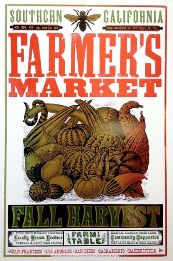 Farmer's Market - Southern California Fall Harvest Cornicopia White Paper Stock