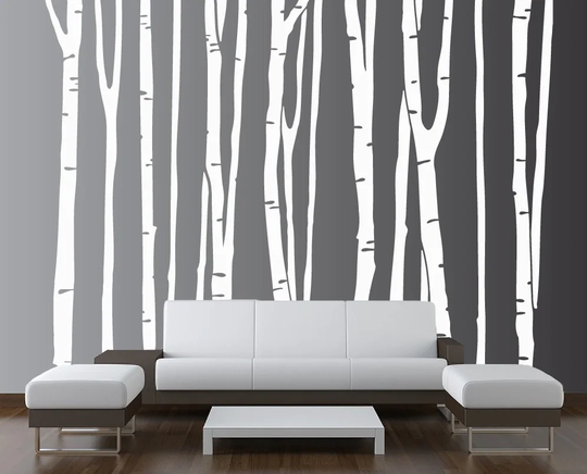 Large Wall Birch Tree Decal Forest Kids Vinyl Sticker Removable | 9 Trees 9 Foot Tall 1109