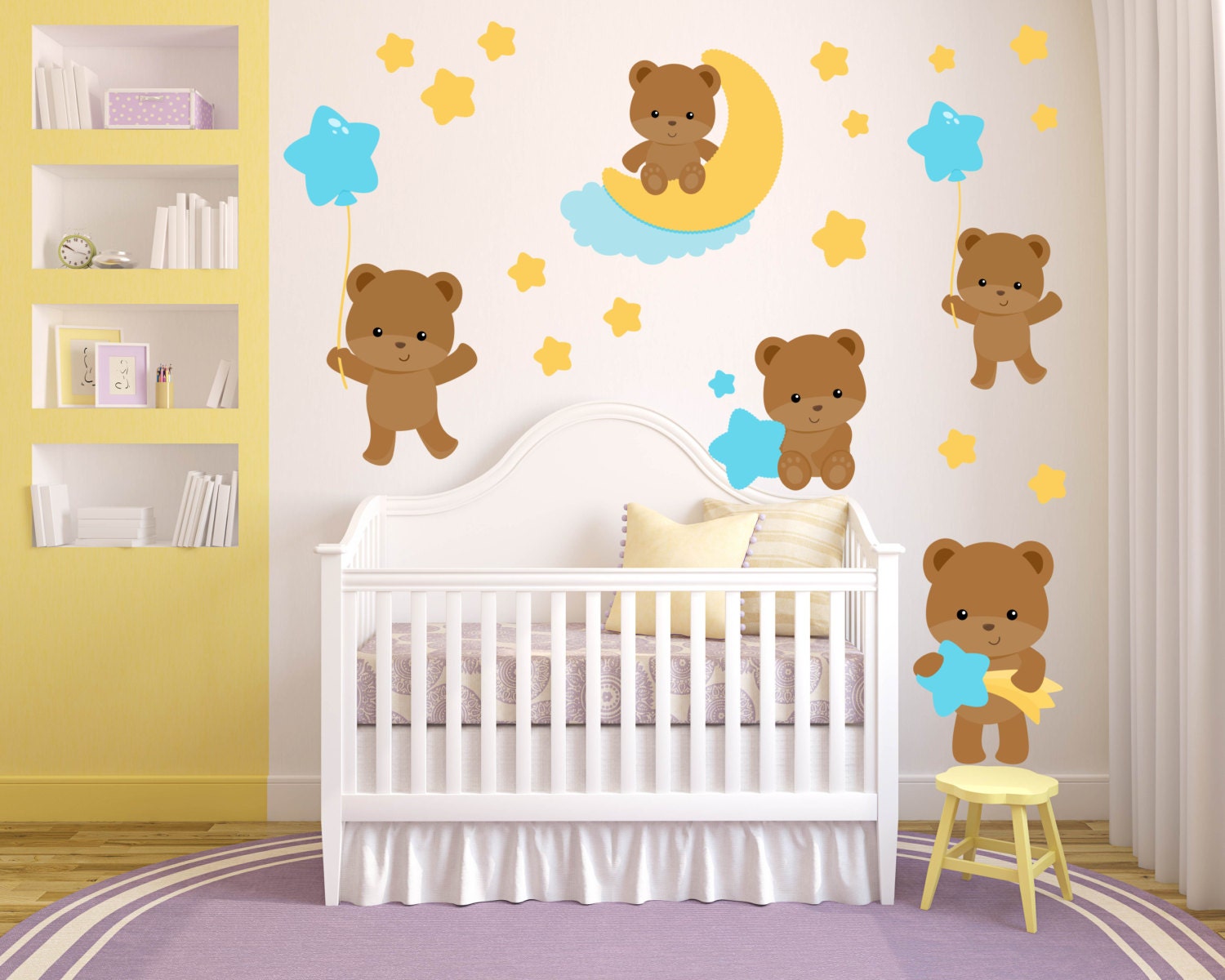 Teddy Bear Jungle Animal Safari Wall Decals Kids Stickers Peel Stick Removable Vinyl Art Bedroom Nursery Baby Room Classroom Window Yp1180