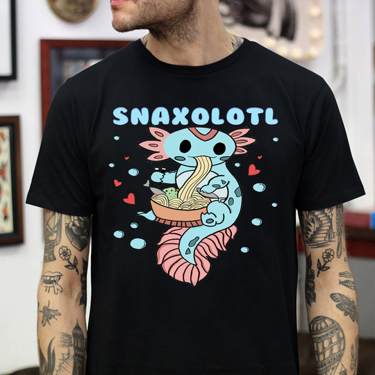 Cute Axolotl Lover Snaxolotl Eating Ramen Kawaii Anime Shirt, Love Graphic