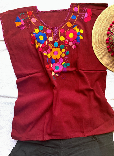 Beautiful Hand Embroidered Mexican Huipil Blouse, Comes in Lots Of Bright Colors