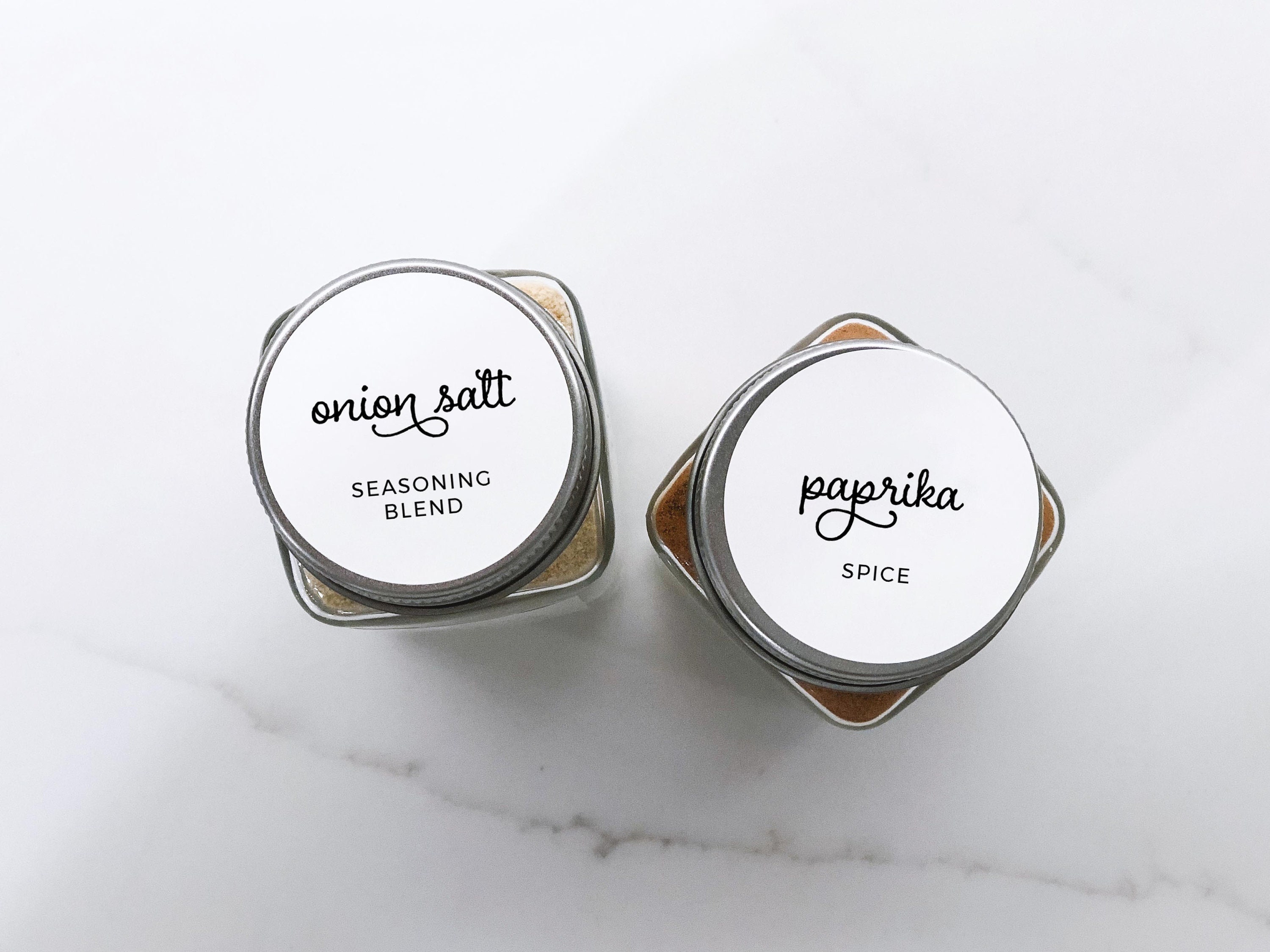 Whimsical Style Spice Lid Labels Customization Available White Clear Kraft Brown 1.5 Round Lids