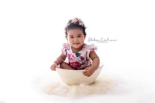 Ava Floral Romper {Grey} Knit Flutter Sitter Newborn Photography Prop