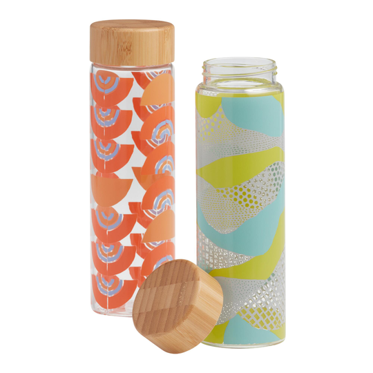 Jen Hewett Double Wall Glass and Bamboo Tea Infuser Bottle: Green by World Market