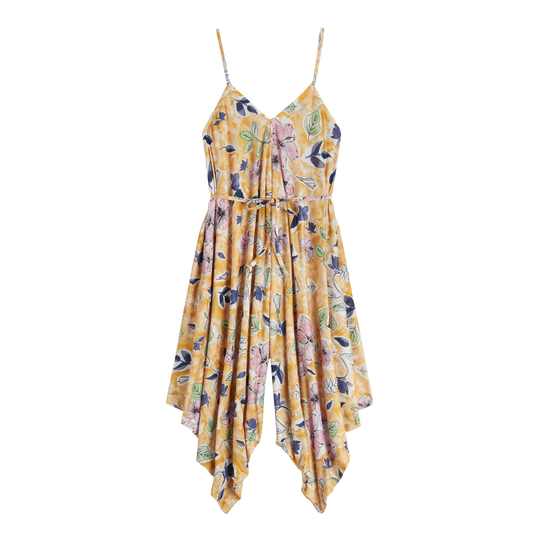 Golden Yellow Floral Tie Dye Ari Lounge Jumpsuit - Small by World Market