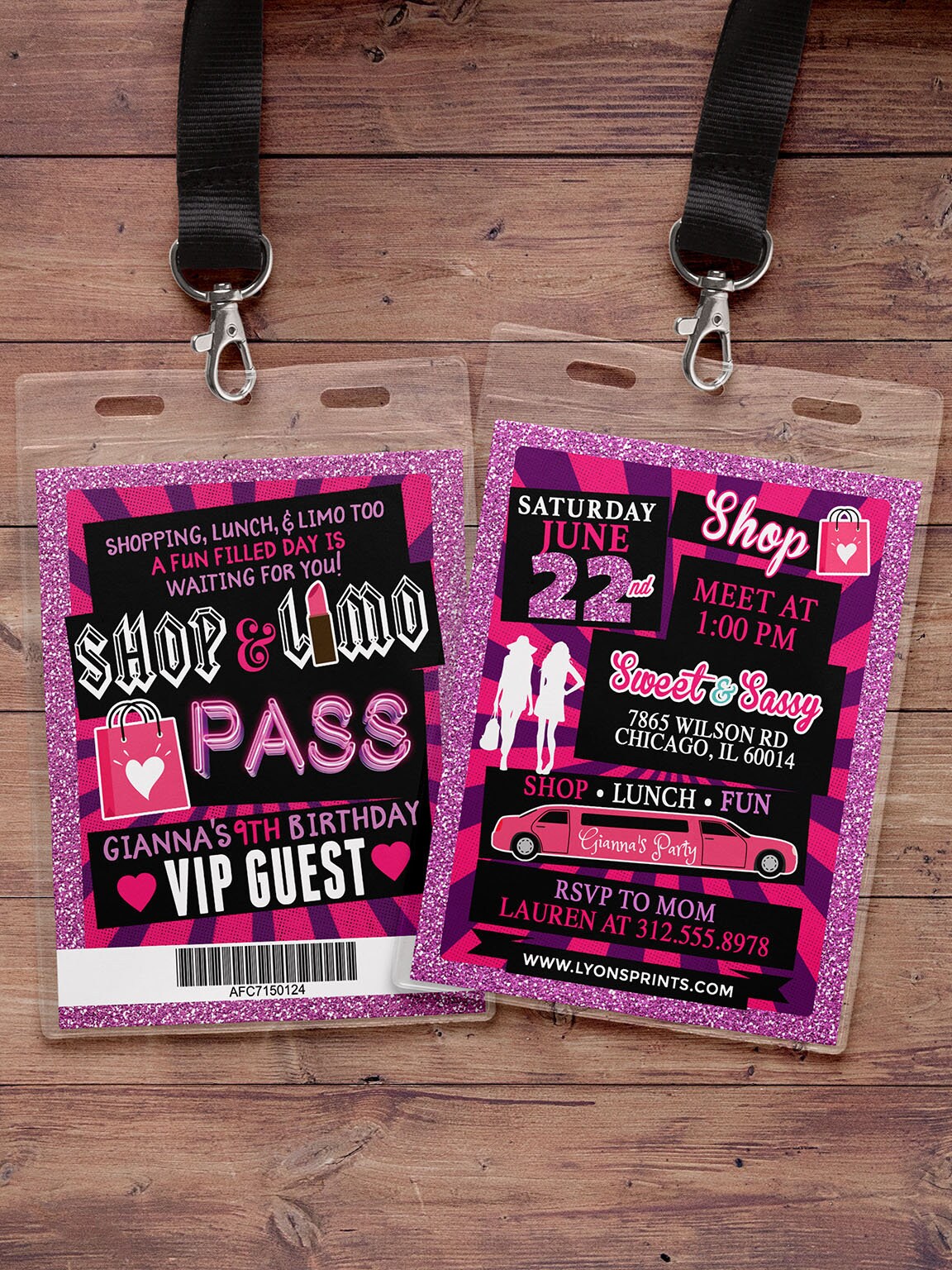 Spa Party, Primping, Pop Star, Shopping, Vip Pass Birthday Party Invitation - Primp, Rockstar Pop Karaoke Digital Files