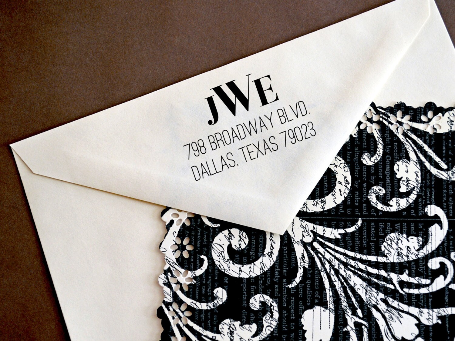Custom Monogram Return Address Stamp - Pre-Inked