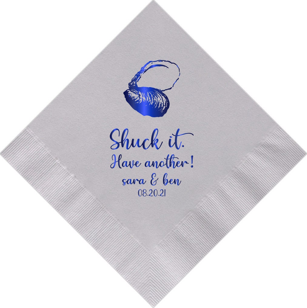 Oyster Theme Raw Bar Food Seafood Shuck It Monogram Custom Personalized Napkins Party Paper Cocktail Luncheon Dinner Guest Towels